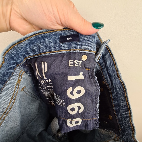 Gap Jeans Sz 26 Women's Blue Stretch‎ Denim Ladies Mid Rise Straight Medium Wash - Picture 8 of 9